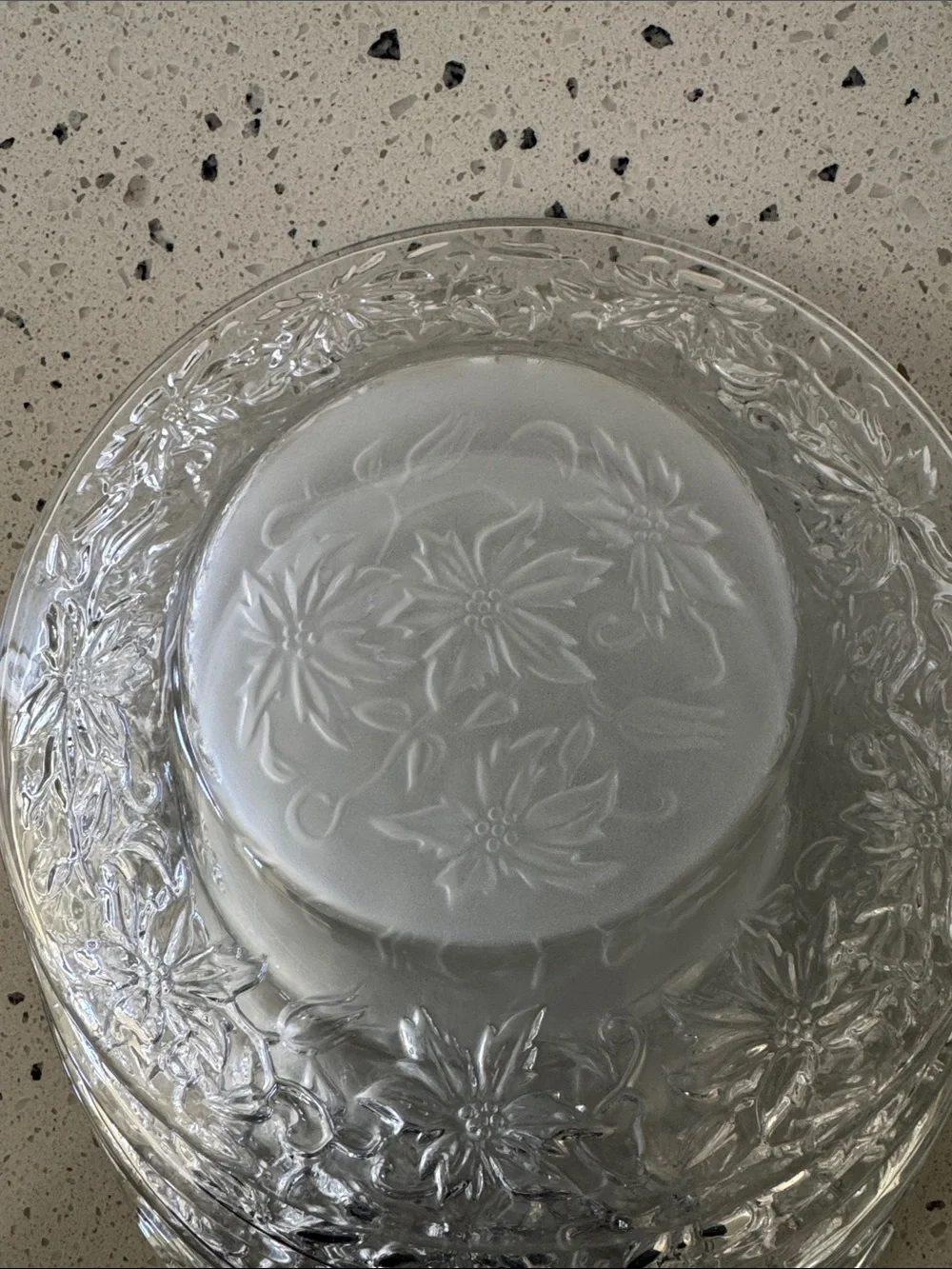 Princess House FANTASIA 6 Plates Frosted Floral Embossed Glass Salad/Dessert 8”